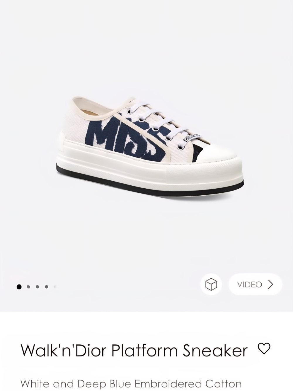 Miss Dior, WALK'N'DIOR Women's Platform Sneaker White & Deep Blue *PRICE IS FIRM